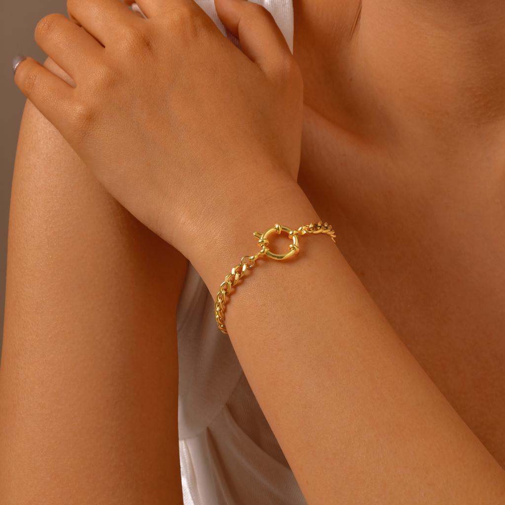 Xiaomi Vnox Square Chain Bracelets For Women Gold Color,Stainless Steel Round Bubble Buckle,Fashion Classic Bracelets Jewelry Hers Like