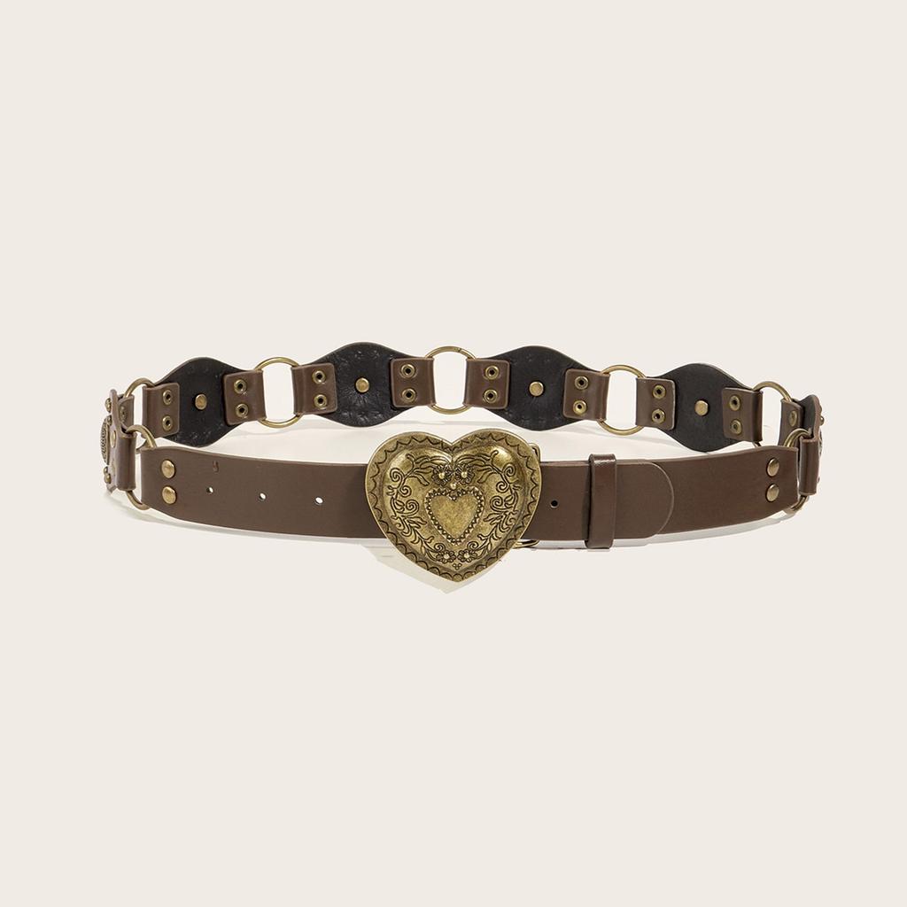 Heart Buckle Waist Belt Punk Chain Heavy Duty Grunge Buckle Modern Waistband Waist Chain Studded Belt