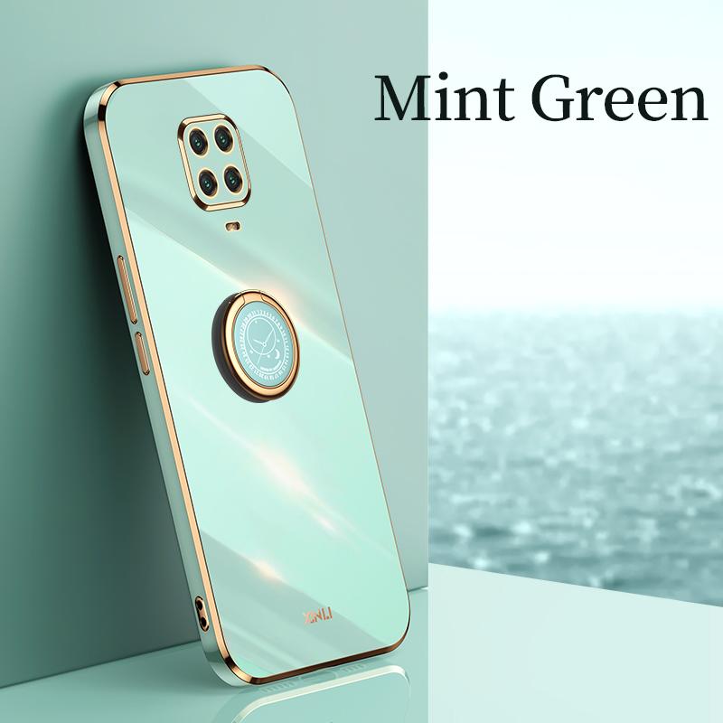 Plating Square Finger Ring Holder Phone Case On For Xiaomi Redmi Note 9 Pro Max Note9 S 9s 9pro Luxury Soft Silicone Stand Cover