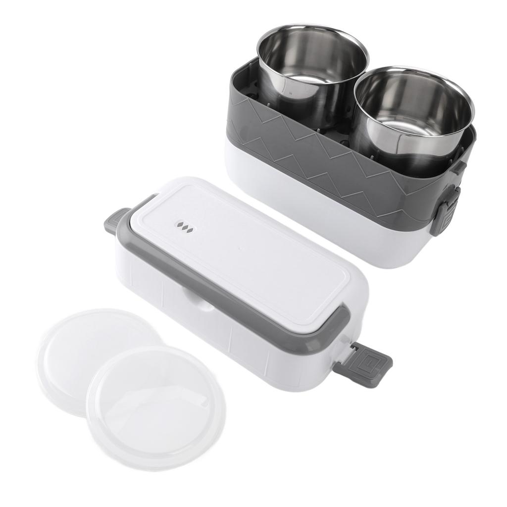 Electric Lunch Box 200W Rapid Heating Auto Shut Off Portable Food Heater with 4 Stainless Steel 