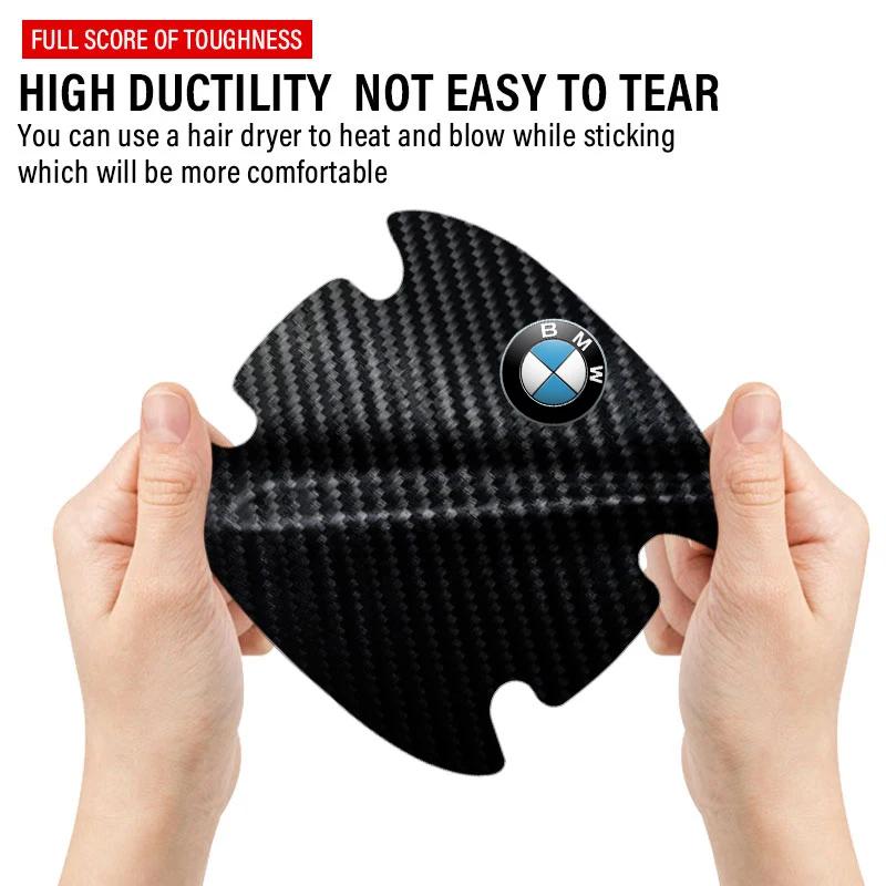 4 Stück Kohlefaser Auto Türgriff Schutzaufkleber Emblem Zubehör für BMW 3 4 5 7 Serie GT X1 X3 X4 X5 X6 F15 F16 F18 F10