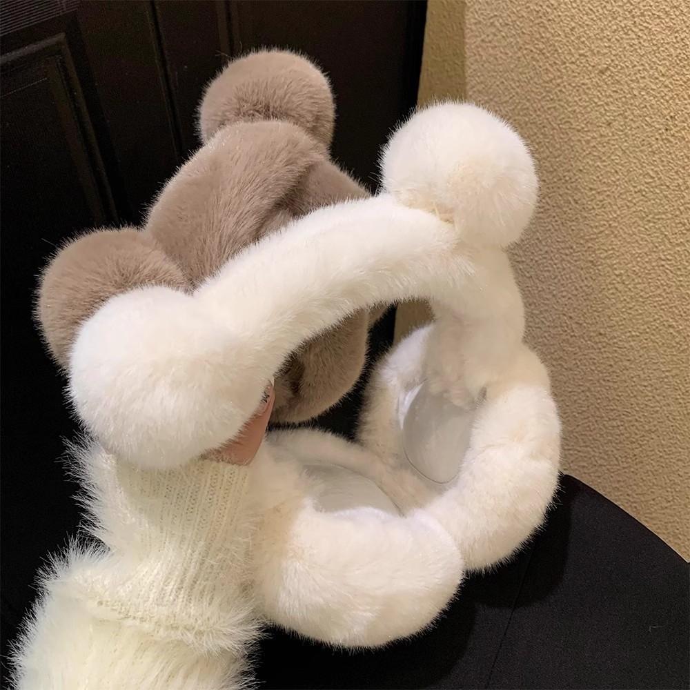 Plush Ear Warmer Anti-Freeze Ear Cover Fashion Bear Ear Earmuffs  for Women Girls