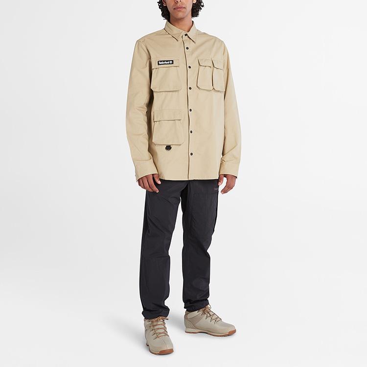 Timberland Outdoor Solid Color Multi-Pocket Water-Resistant Long Sleeve Shirt Men shirts Licorice-Yellow A6Q49-DH4
