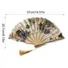 Chinese Style Silk Folding Fan Flower Classical Handheld Fan with Cover Photo Prop Tassel Folding Fan Hanfu Accessories