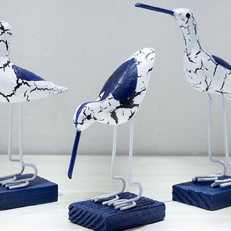 Nautical Coastal Birds Sculpture Home Decor Statue Beach Seagulls Ornaments
