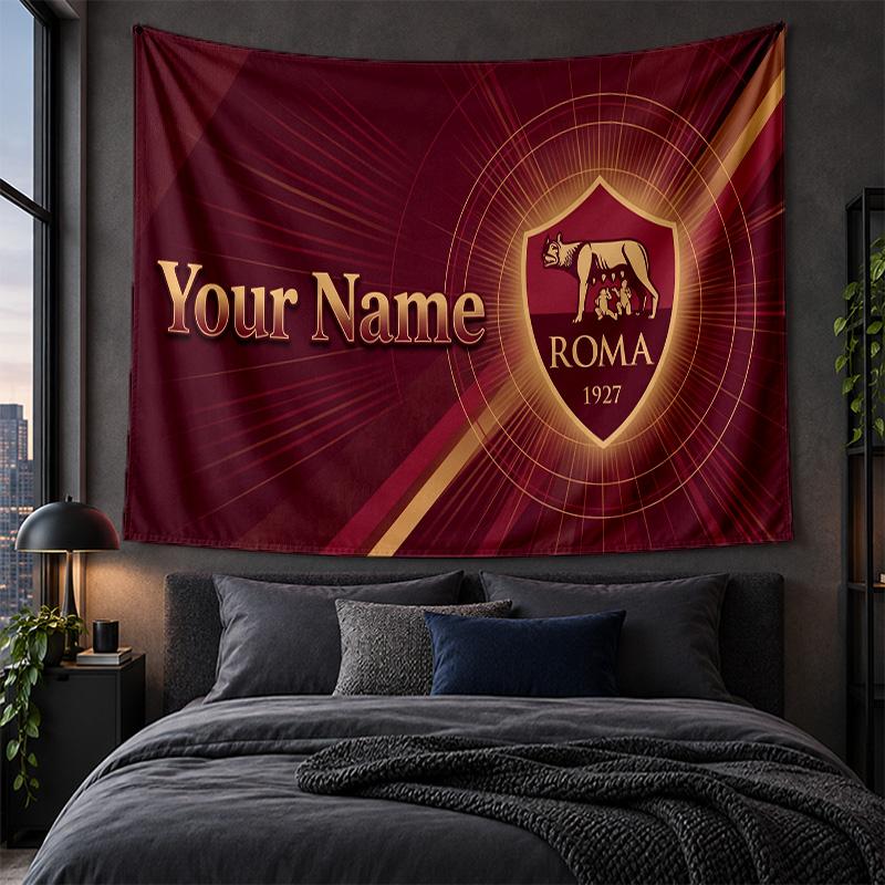 Arazzo Personalizzato da Appendere alla Parete Tessuto Artistico Sfondo con Motivo AS Roma FC