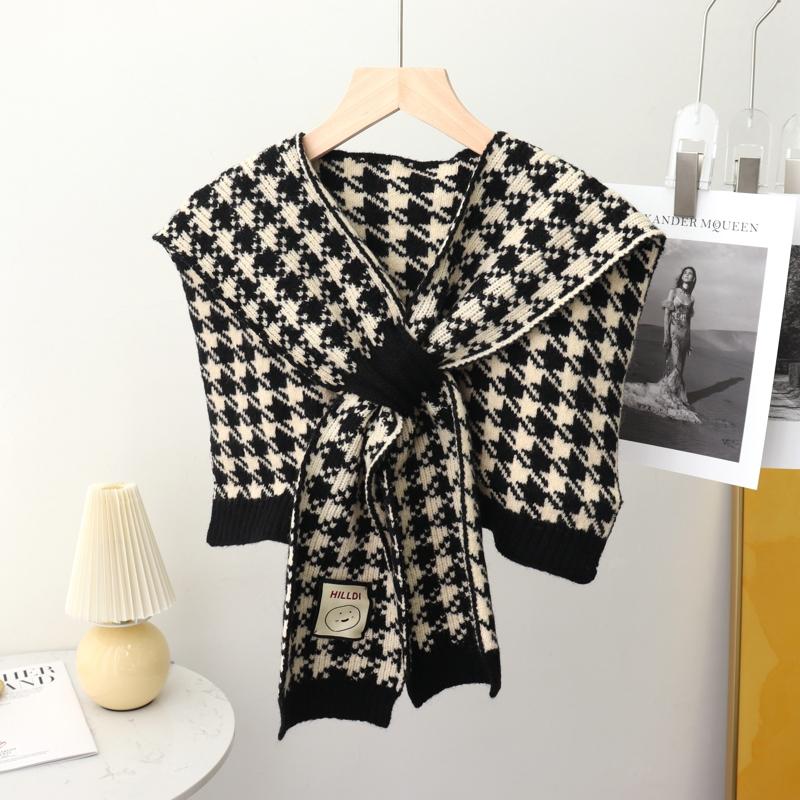 Koreański Sweter z Czystego Koloru Ciepły Szal Zimowy Damski Bluzka Ramiona Fałszywy Kołnierz Peleryna Wiązany Szalik Ochraniacz Na Szyję Szalik Dla Kobiet