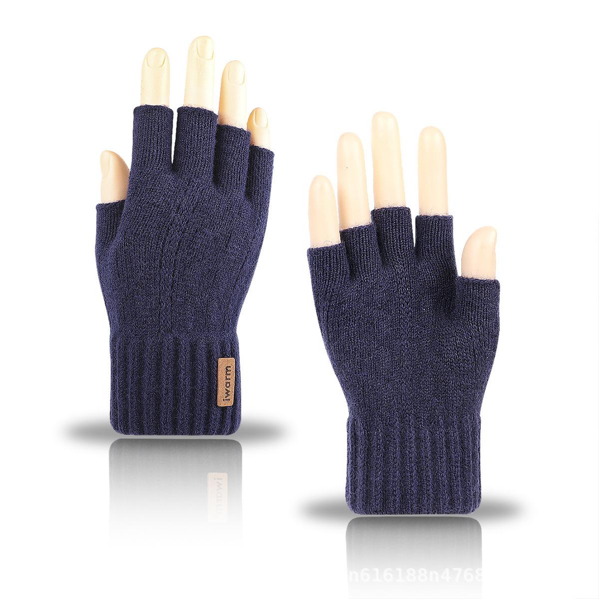 Gants chauds tricotés en laine d'alpaga pour hommes et femmes Gants résistants au froid pour écran tactile pour l'automne et l'hiver average size black