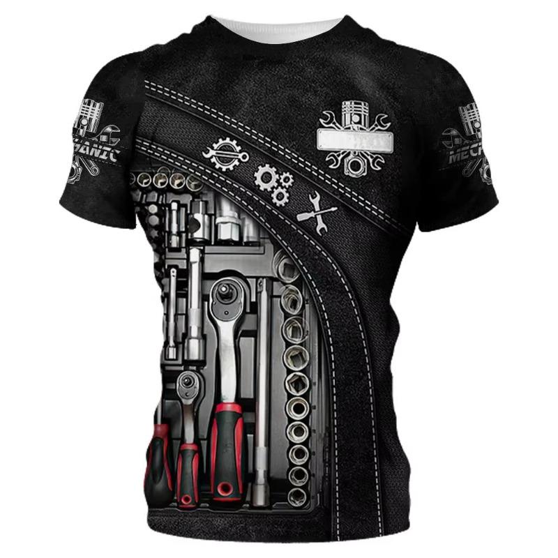 Mechanic Shirt Men's T-shirt Mechanical Tools 3d Print Kid Short Sleeve Summer Women Tops Oversized Fashion Men Clothing Tshirt