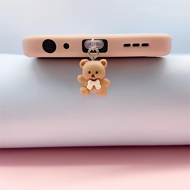 1 kus roztomilý kreslený protiprachový kryt na telefon béžová kávová barva medvěd pro iOS telefon/Type-C/Android přívěsek protiprachový kryt roztomilé doplňky na telefon