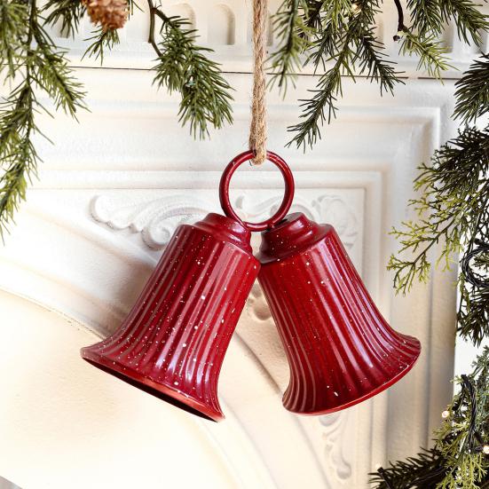 Christmas Bell Decoration Vintage Metal Jingle Bells Christmas Tree Hanging Ornaments for Door Wall Window Indoor Outdoor Decor
