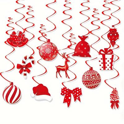 12pcs Christmas Spiral Charms Set, Holiday Bell Charms for Lollipop Gift Boxes & Festive Dress-Up