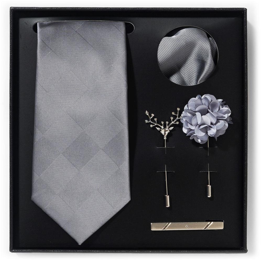 Tie Men'S Net Color Striped Cashew Flower Men'S Tie High Sense 6-Piece Gift Box Men'S Suit Accessories