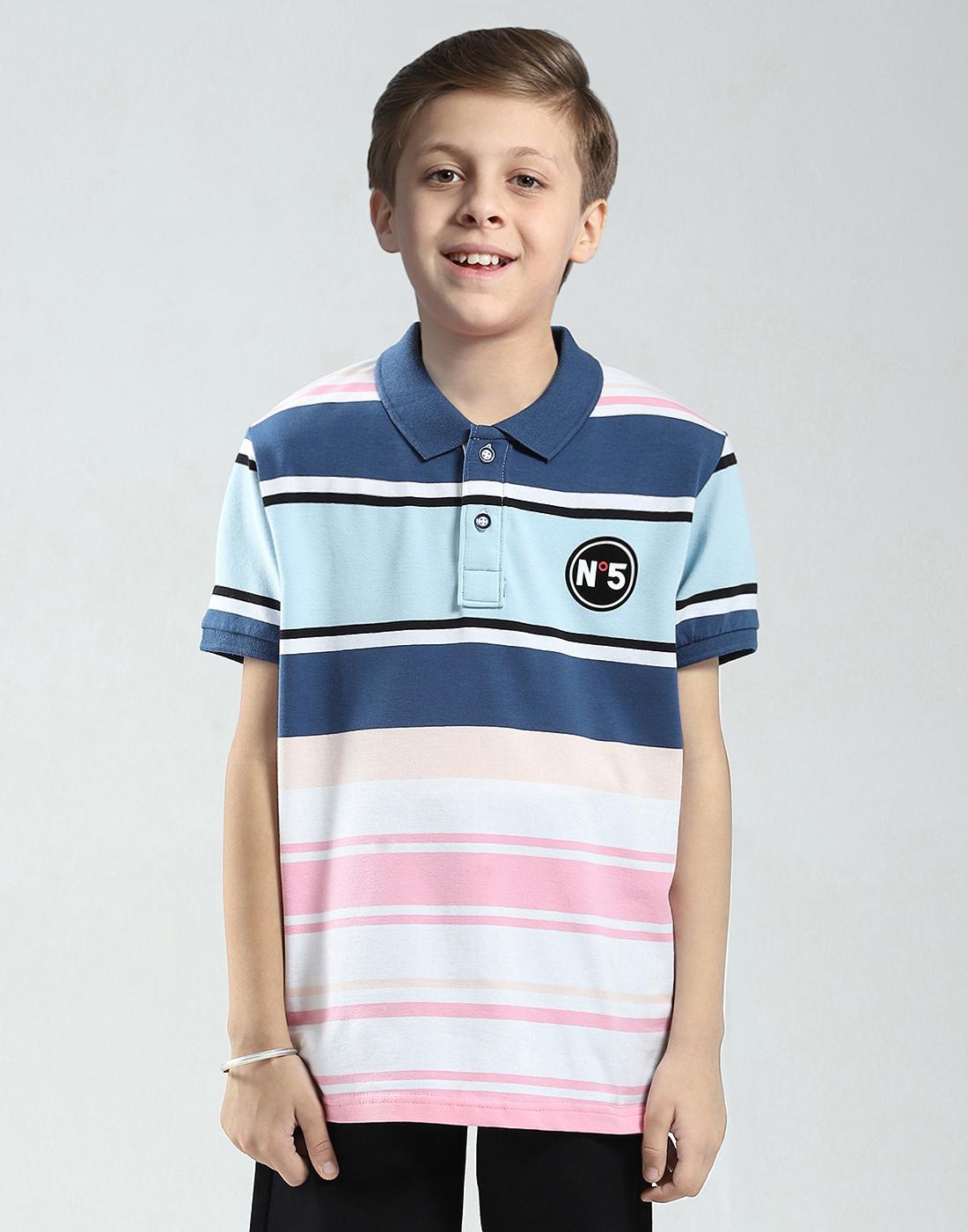 

Monte Carlo Boys Blue & Pink Collar Neck T-Shirt 4-5 Years синий/розовый