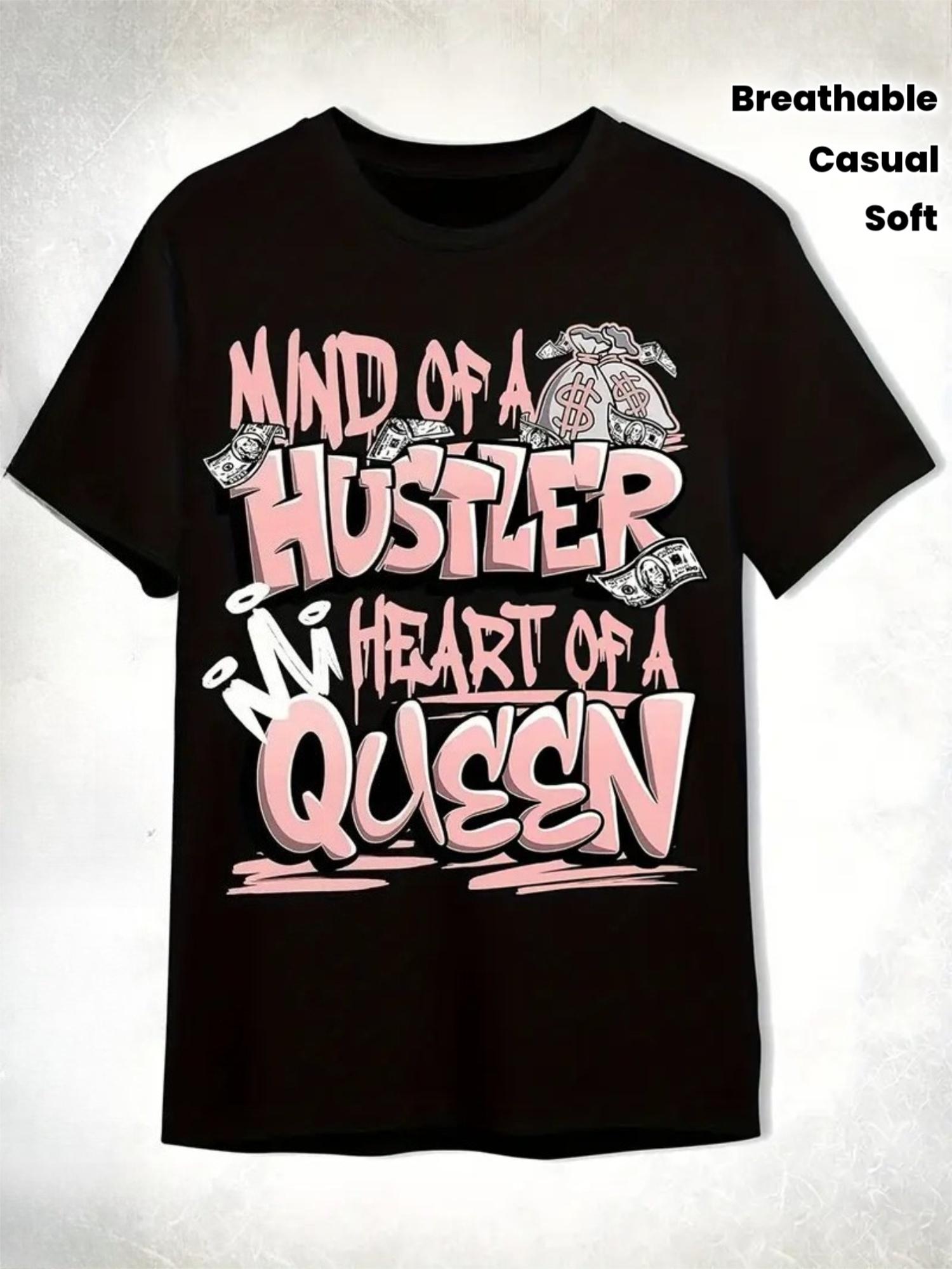 

Low Style Legend Pattern WOMEN S T-Shirt in Black/White/Pink Featuring The Slogan Mind of a Hustler Queen Crew Neck Short Sleeve T-Shirt S чёрный