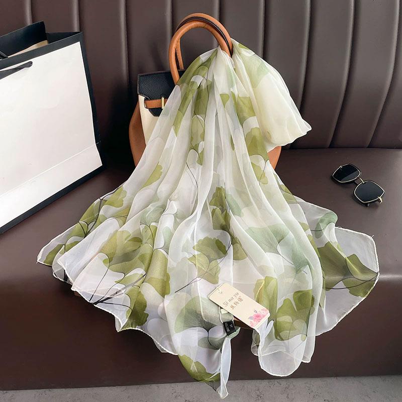New  Silk Scarf Female Fashion Beach Pashmina Bufanda Folral Women Shawl Wraps Bandana Ladies Scarves Large Foulard Echarpe