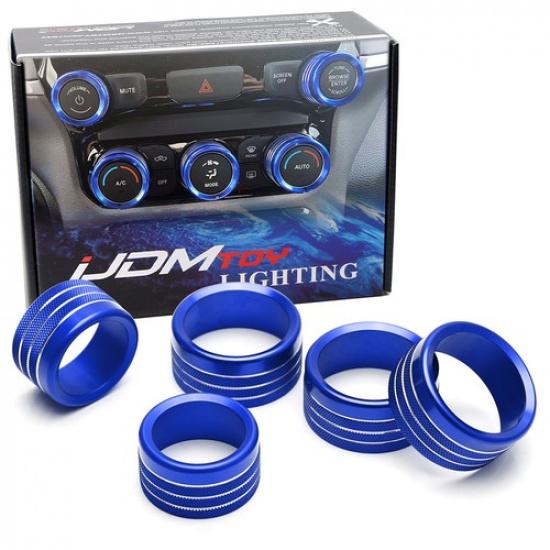 

5pc Sports Blue Center AC/Stereo Volume Switch Ring Cover Trims For -up RAM