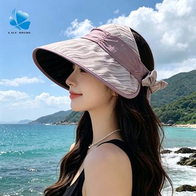 New Sunscreen Empty Top Hat Women's Big-brimmed Sun Hat Summer Face Small Folds Holiday Wind Sun Protection Hat