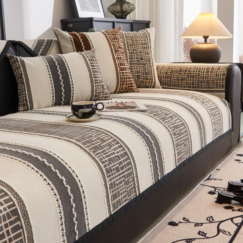 Nordic Chenille Sofa Covers For Living Room Anti-Slip Dustproof Broad Stripe Sofa Covers  new Universal Sofas Funda Sofa