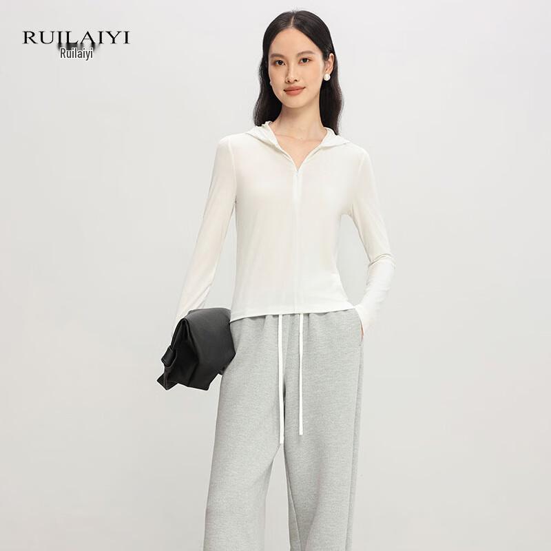 

RUILAIYI Women s Silk Blend Hooded Knit Top L