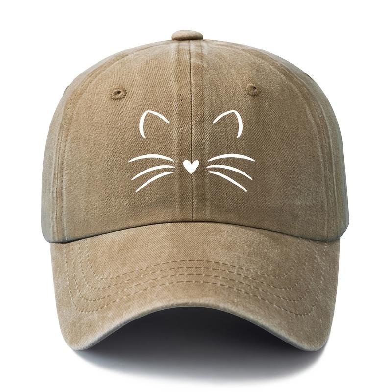 Unisex Fashionable and Versatile Printed Cute Cat Whiskers Baseball Cap Outdoor Lightweight Trucker Baseball Cap