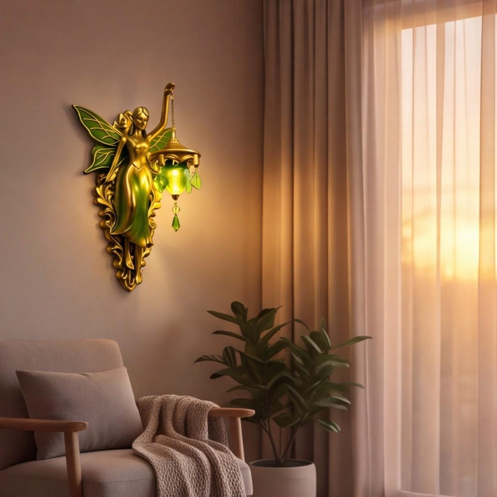 Vintage Fairy-style Resin Angel Wall Lamp Suitable for Decorating Bedrooms or Living Rooms.