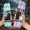 1PC I Like Cats Text Art 750ml Color Plastic Sports Water Bottle Leakproof Flip Straw Lid Suitable for Sports Office Home Use