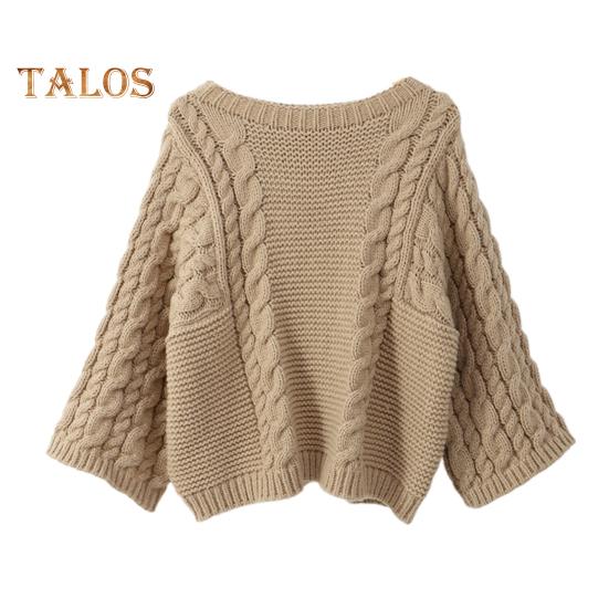 

Женский свитер с круглым вырезом и длинным рукавом, с перекрученной текстурой, трикотажные топы, однотонные, свободные, пуловеры S хаки