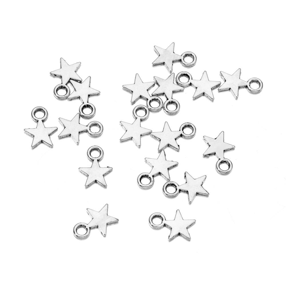 100 stk/pose Alloy Star Pendant Charm Anheng Håndlagede kjeder for DIY smykker å lage funn Armbånd Håndverk Tilbehør