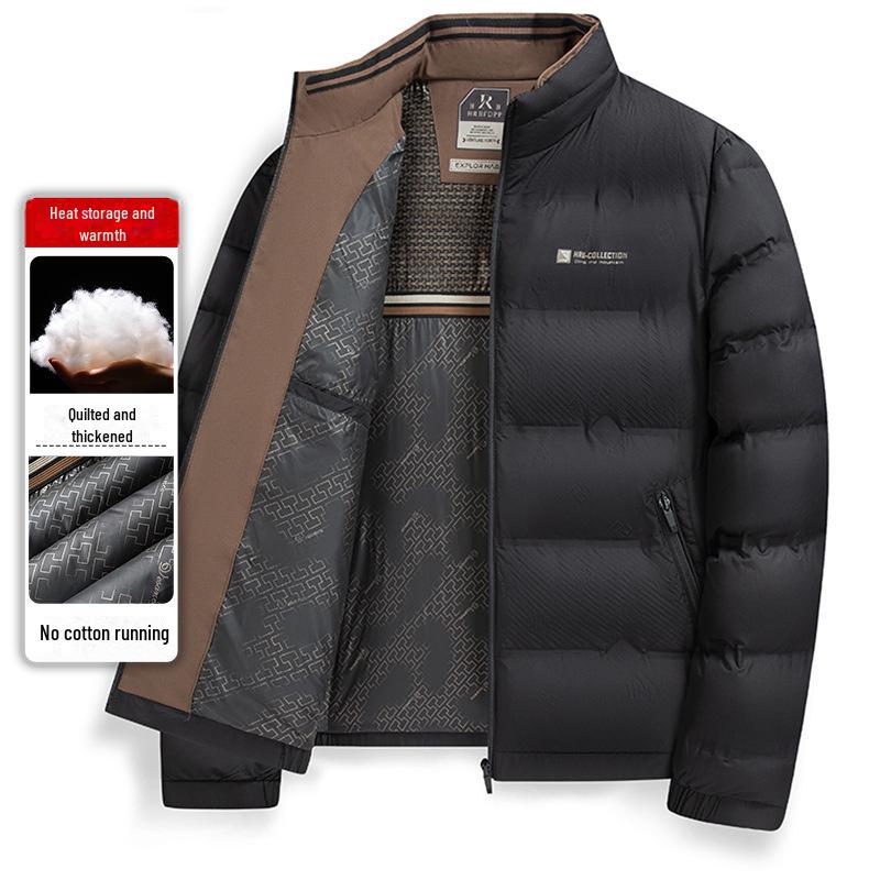 2024 Herren Dicke Baumwolljacke mit Stehkragen - Langarm Wintermantel für Mittelalte und Ältere