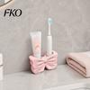 Sweet Style Bathroom Decor 3D Printed Bow Toothbrush Holder, Adhesive Cup with Dual Holes for Counter Organizer & Toothpaste, Cute Decor,