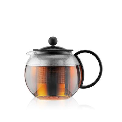 BODUM Teekanne Teebereiter ASSAM Teepresse 500ml Schwarz Schwarztee Grüntee Chinesischer Tee Kräutertee Früchtetee Edelstahlfilter Glasbehälter Über