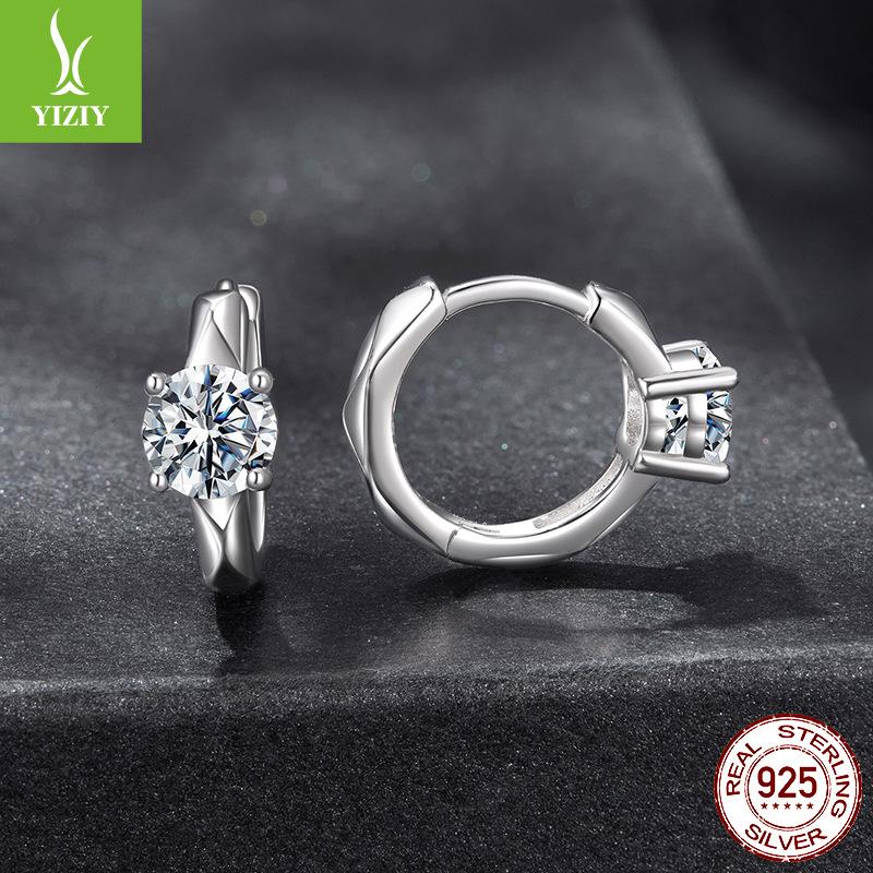 D Color 50 Points Shining Moissanite Ear Buckle Light Luxury Premium S925 Sterling Silver Earrings With Certificate