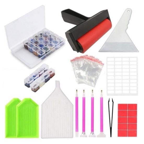 40/42Pcs 5D DIY Diamond Painting Cross Stitch Point Pen Roller Tray Tools Kit