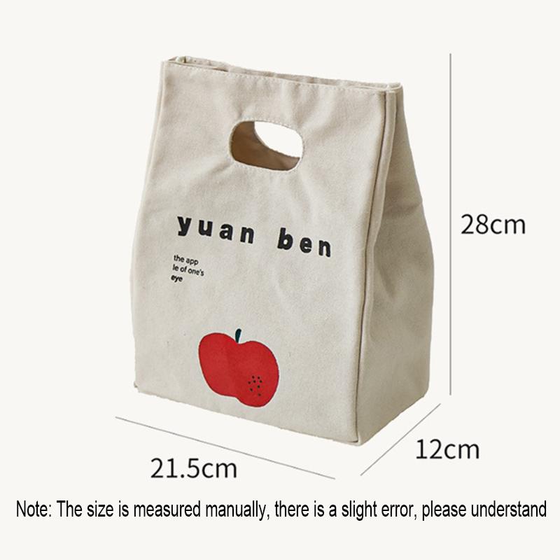 Japanese Style Canvas Thickened Bento Bags Simple Hand Held Lunch Bag Aluminum Foil Insulated Lunch Box Bag Picnic Portable Bags