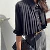 Ladies' Pleated Shirt Loose Turndown Collar Single Breasted Button Solid Color Ladies Shirts Spring Fashionable Versatile Famale Top