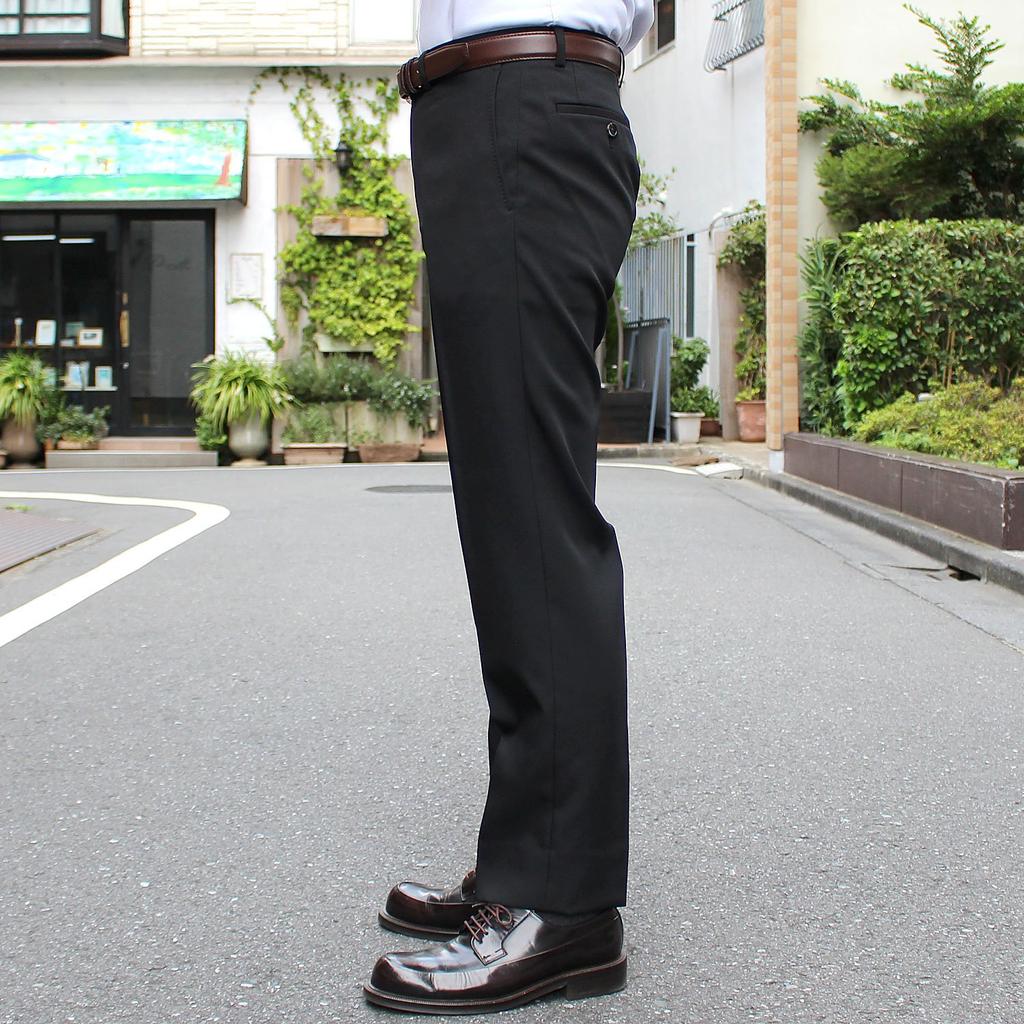 Hemmed Stretch Plain Slacks 85 [Citrus Hills] No-tax (waist (inseam 73), Black)