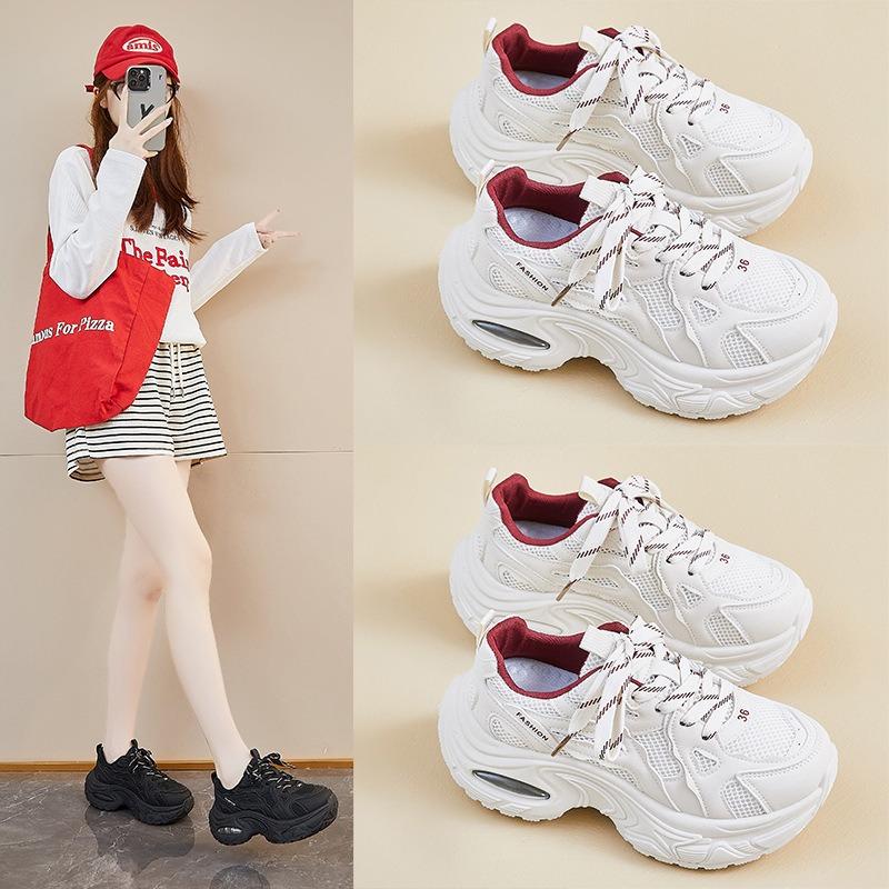 

thick-soled little white shoes women s new autumn height-increasing sports versatile mesh not tired feet sports shoes 40 бежевый