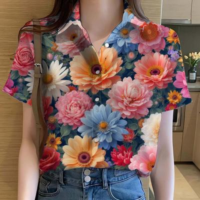 3D Printed Casual Beach Shirt Summer New Unflower Blouse Y2k Women's Clothes