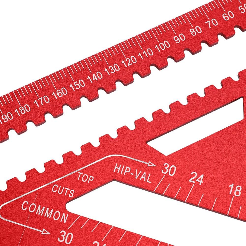 Red Color Measuring Layout Tool Aluminum Alloy Carpenter Square Triangle Ruler  Carpentry