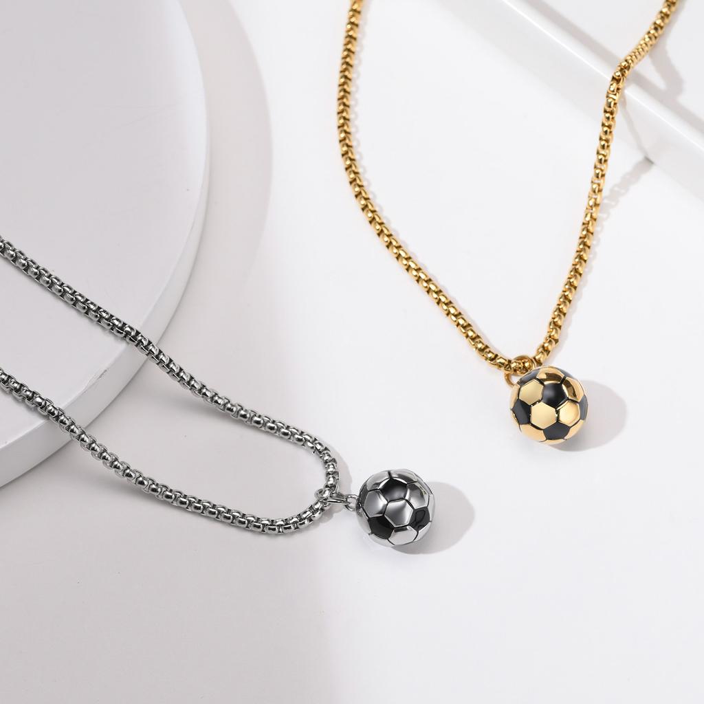 Vnox 3D Football Necklaces for Men, Solid Stainless Steel Casual Scoocer Pendants, Sports Lover Boys Gifts