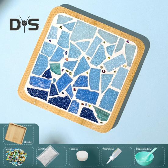 Mosaic Craft Coaster Making Kit for Adults DIY Glass Mosaic Tiles Kits Ceramic Art Bulk Materials Package for Women Kid Seniors Handmade Gifts