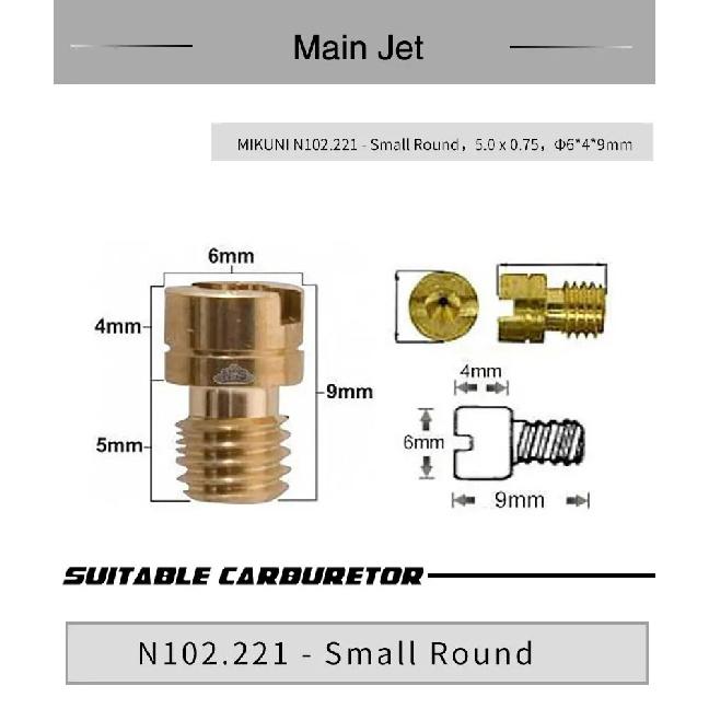 ZSDTRP 10pcs M5 Copper Motorcycle Carburetor Main Jet Kit for N102.221 Small Round Replacement Parts #80-153