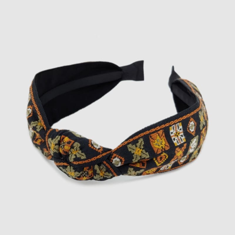 LALA Geometric Diamond Ethnic Hairband - Brown