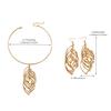 Retro Exaggerated Personality Temperament Spiral Hollow Golden Necklace Earrings Bijouterie Sets For Women