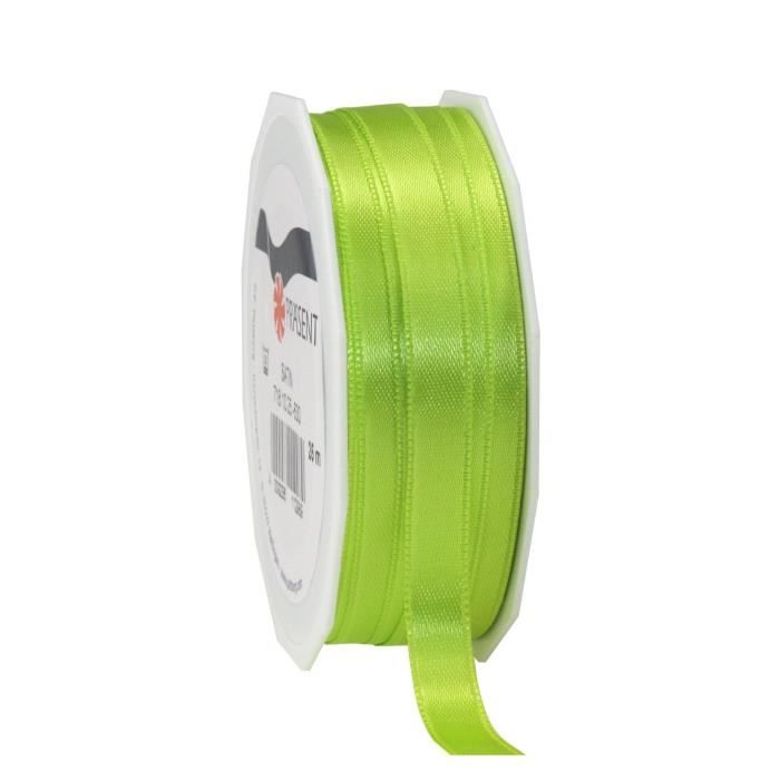PRASENT ROULEAU DE RUBAN DOUBLE FACE EN SATIN VERT POMME 10aMMaXa25aM