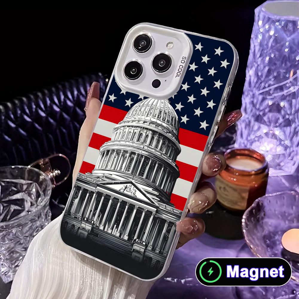 USA America Flag White Translucent MagSafe Mobile Phone Case for iPhone 17 16 15 14 13 12 11 X XR XS Air Pro Max Plus Cover
