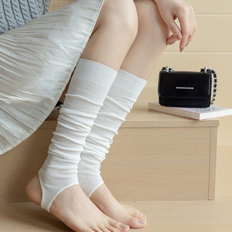Foot Stepping Calf Socks Women'S Breathable Thin Ballet Style Summer Stacking Socks Vertical Pattern Thin Versatile Half Sole Leg Cover