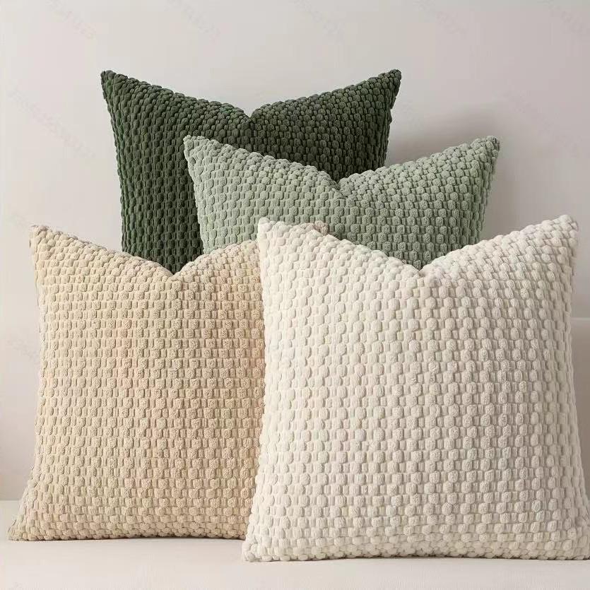 Bohemian Corduroy Bubble Bead Throw Pillow Cover