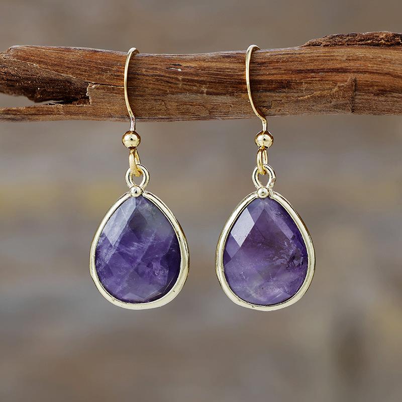Luxury E-commerce Simple and Sweet Natural Stone Water Drop Earrings Earrings Light Luxury European and American Jewelry Earrings